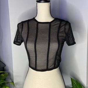 Black Mesh Crop Top